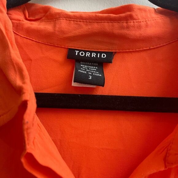 Torrid Womens Shirt Front Pockets Button Down Long Sleeve Orange Size 3 - Picture 2 of 6